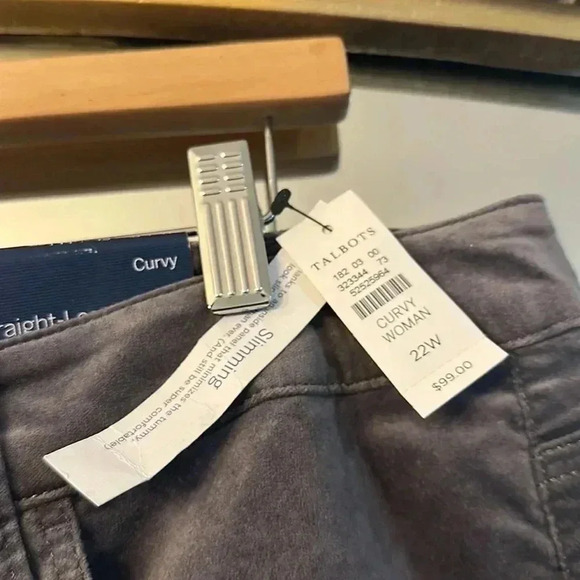 NWT TALBOTS HIGH RISE STRAIGHT LEG 22W Velveteen Curvy Pants - Picture 3 of 6